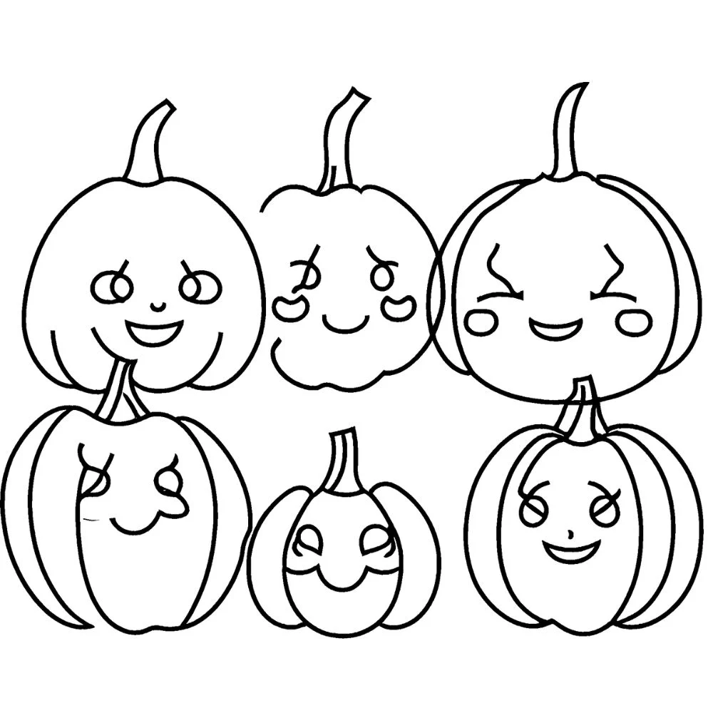 Kawaii pumpkin family